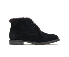 Hush Puppies Bailey Fur Chukka Black Suede | Women Boots