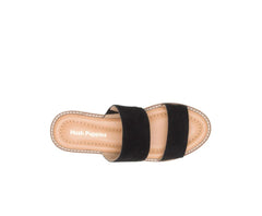 Hush Puppies Briard 2 Band Slide Black Suede | Women Sandals