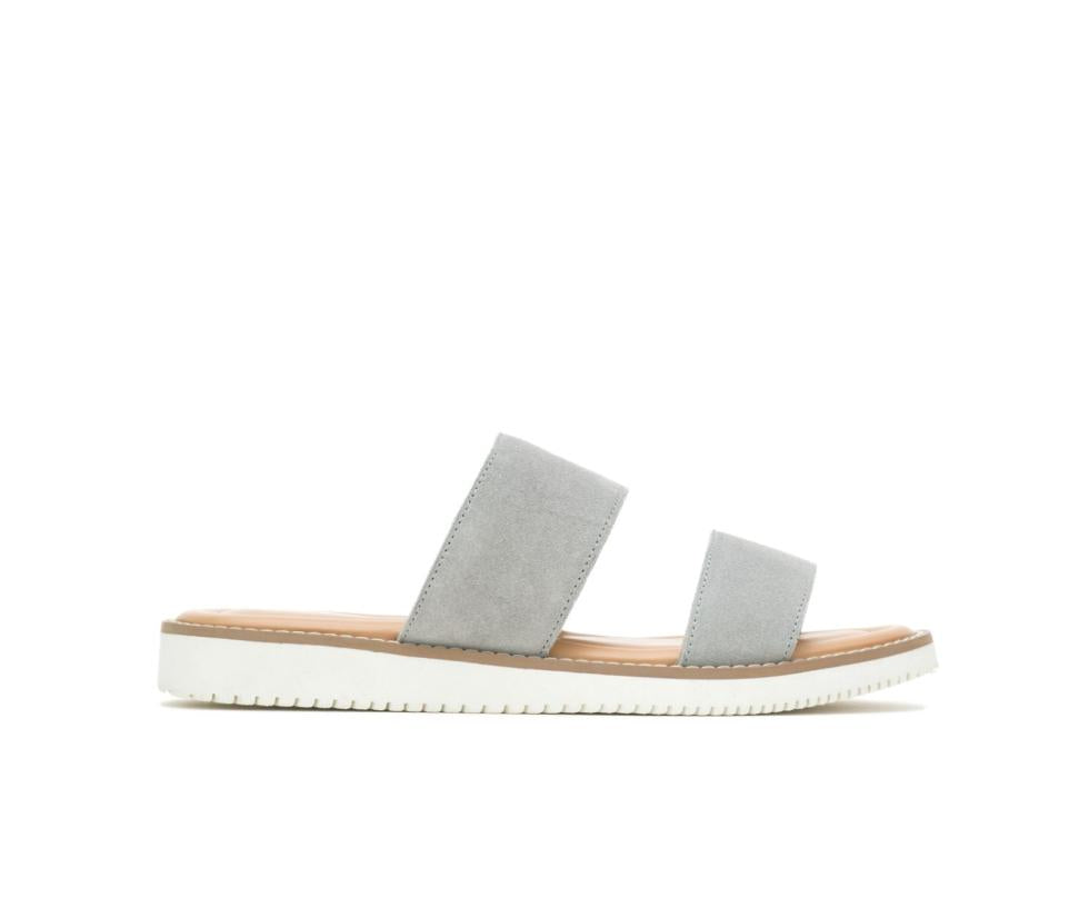 Hush Puppies Briard 2 Band Slide Light Grey Suede | Women Sandals