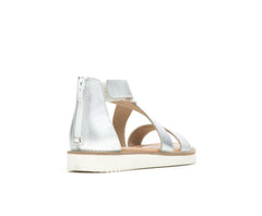 Hush Puppies Briard X Back Zip Silver Metallic Leather | Women Sandals