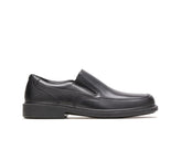 Hush Puppies Leverage Black Leather | Men Slip-Ons