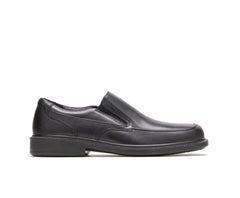 Hush Puppies Leverage Black Leather | Men Slip-Ons