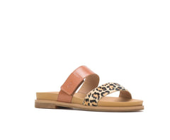 Hush Puppies Lilly 2 Band Slide Amber Brownleopard Leather | Women Sandals
