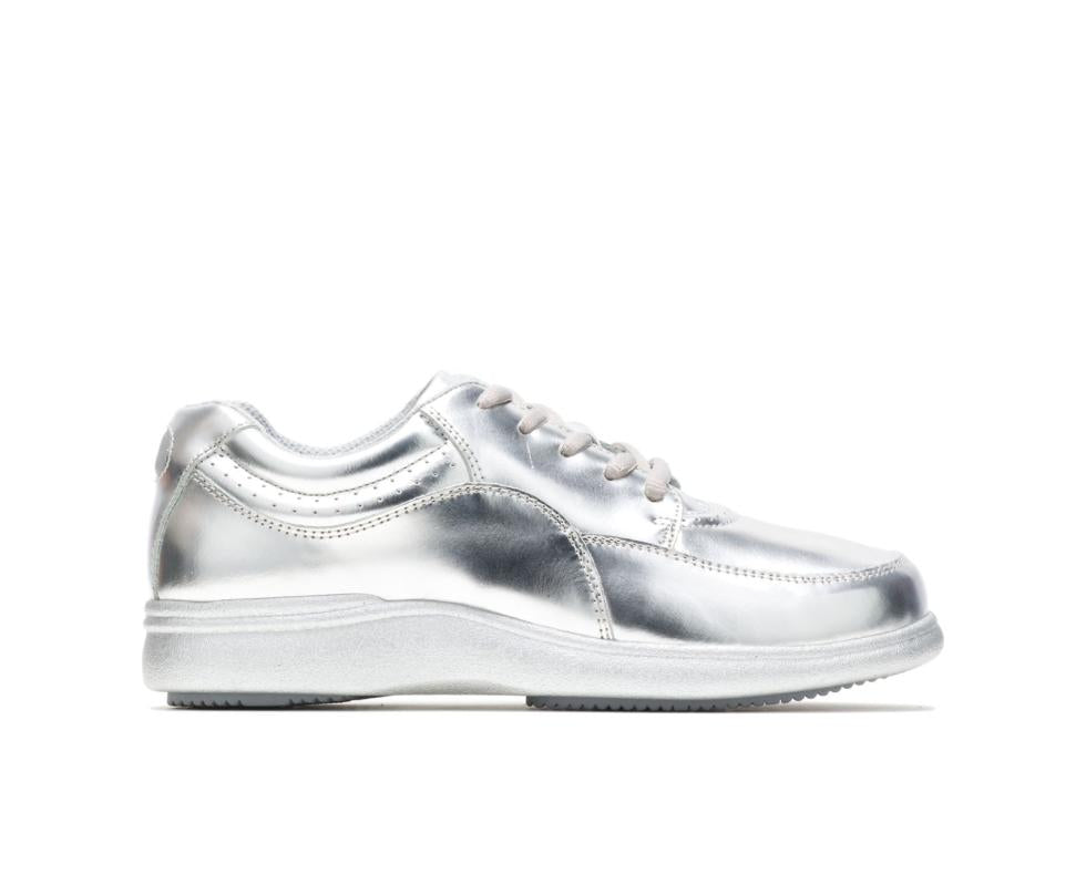 Hush Puppies Power Walker Silver Metallic Leather | Women Walking Shoes