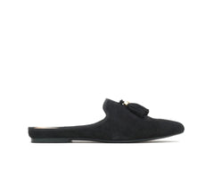 Hush Puppies Sadie Tassel Mule Black Suede | Women Flats & Slip-Ons