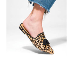 Hush Puppies Sadie Tassel Mule Leopard Calf Hair | Women Flats & Slip-Ons