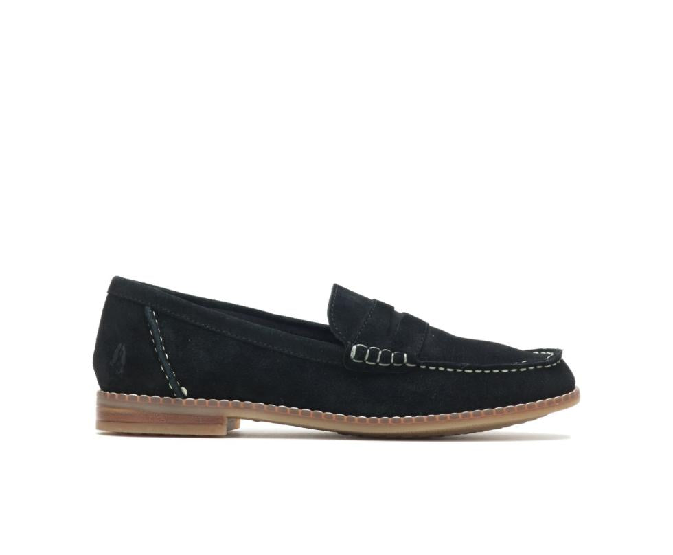Hush Puppies Wren Loafer Black Suede | Women Flats & Slip-Ons