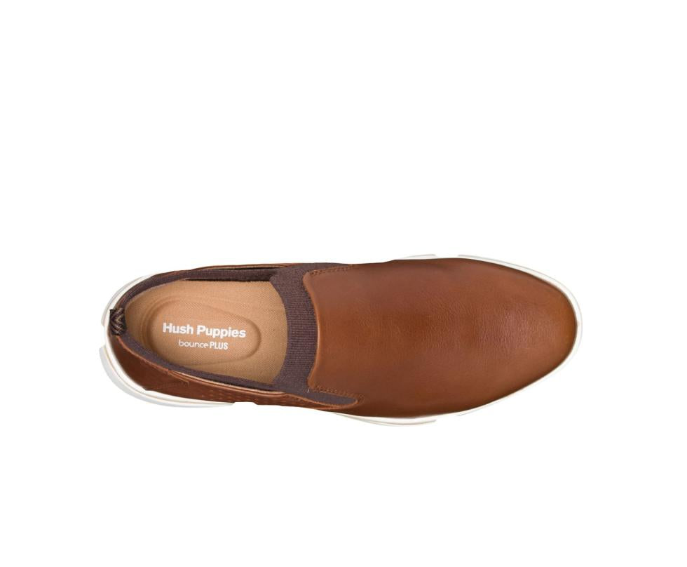 Hush Puppies Bennet Plain Toe Slip-On Cognac Leather | Men Sneakers
