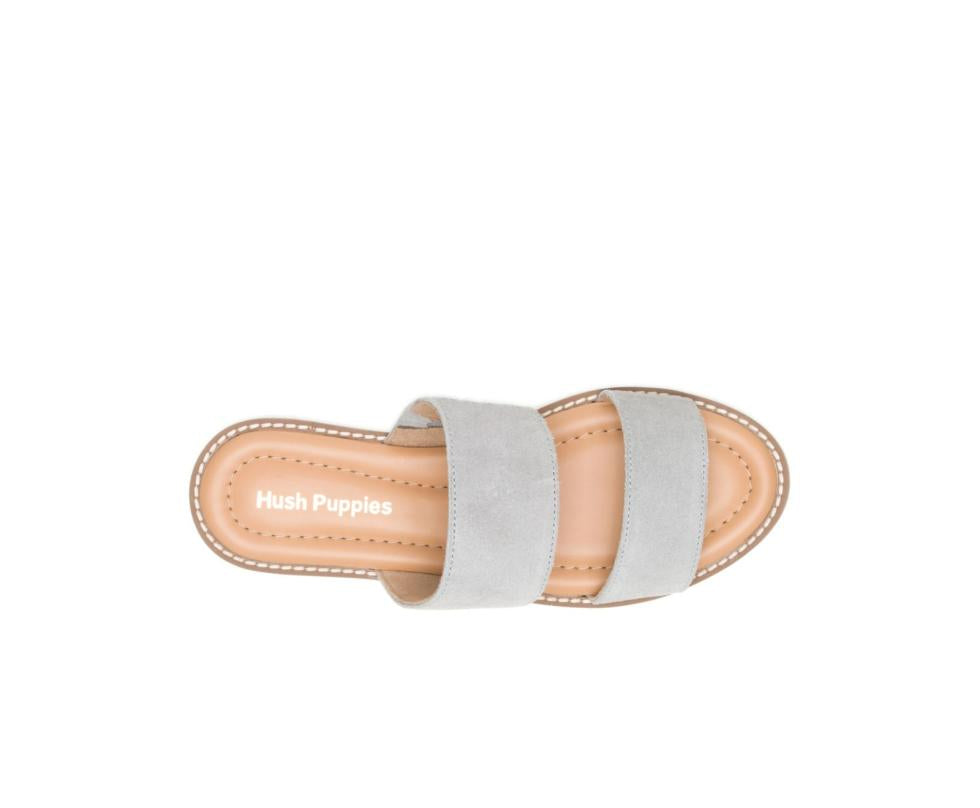 Hush Puppies Briard 2 Band Slide Light Grey Suede | Women Sandals