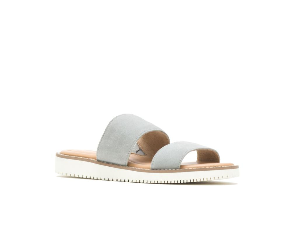 Hush Puppies Briard 2 Band Slide Light Grey Suede | Women Sandals