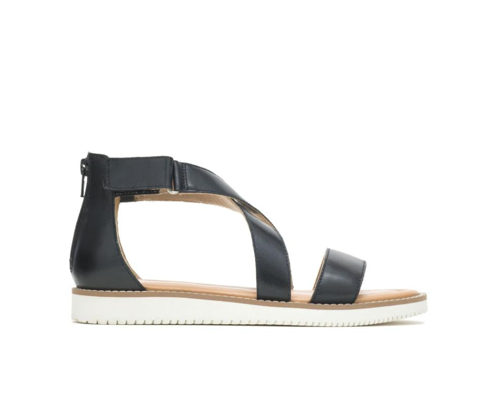 Hush Puppies Briard X Back Zip Black Leather | Women Sandals