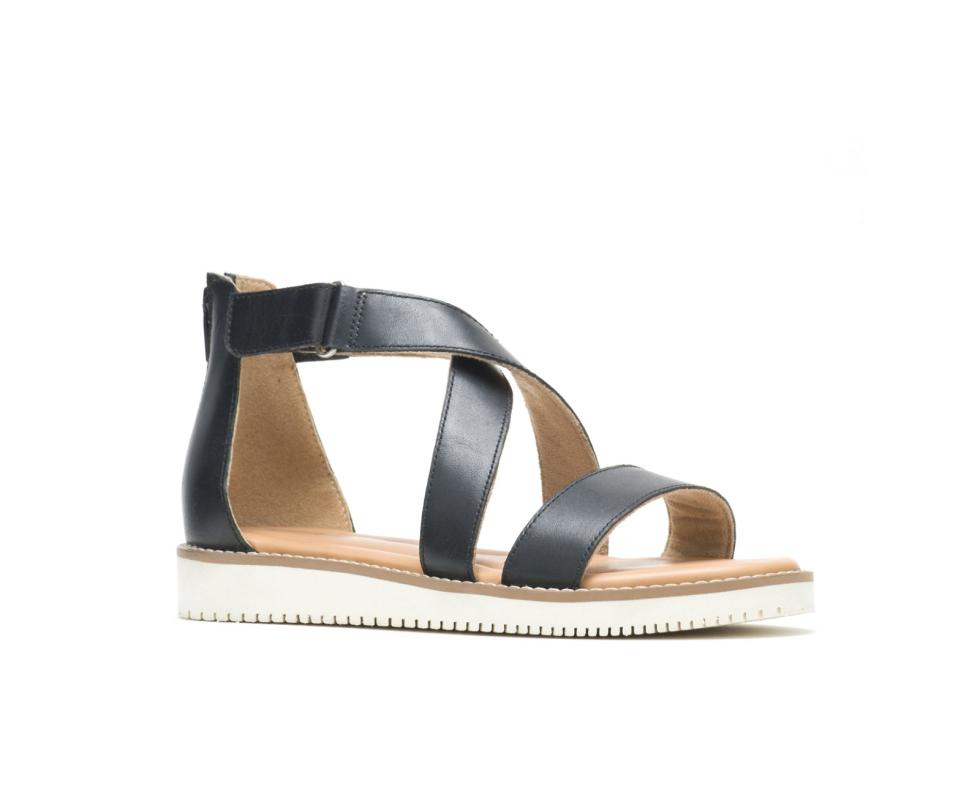 Hush Puppies Briard X Back Zip Black Leather | Women Sandals