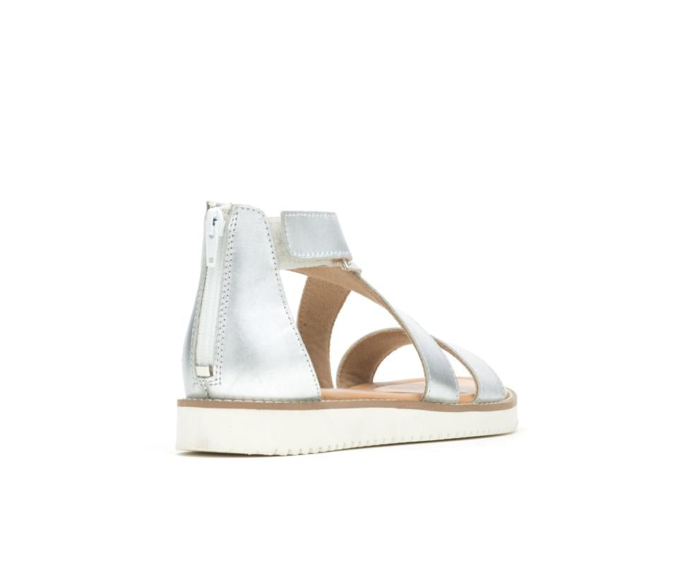 Hush Puppies Briard X Back Zip Silver Metallic Leather | Women Sandals