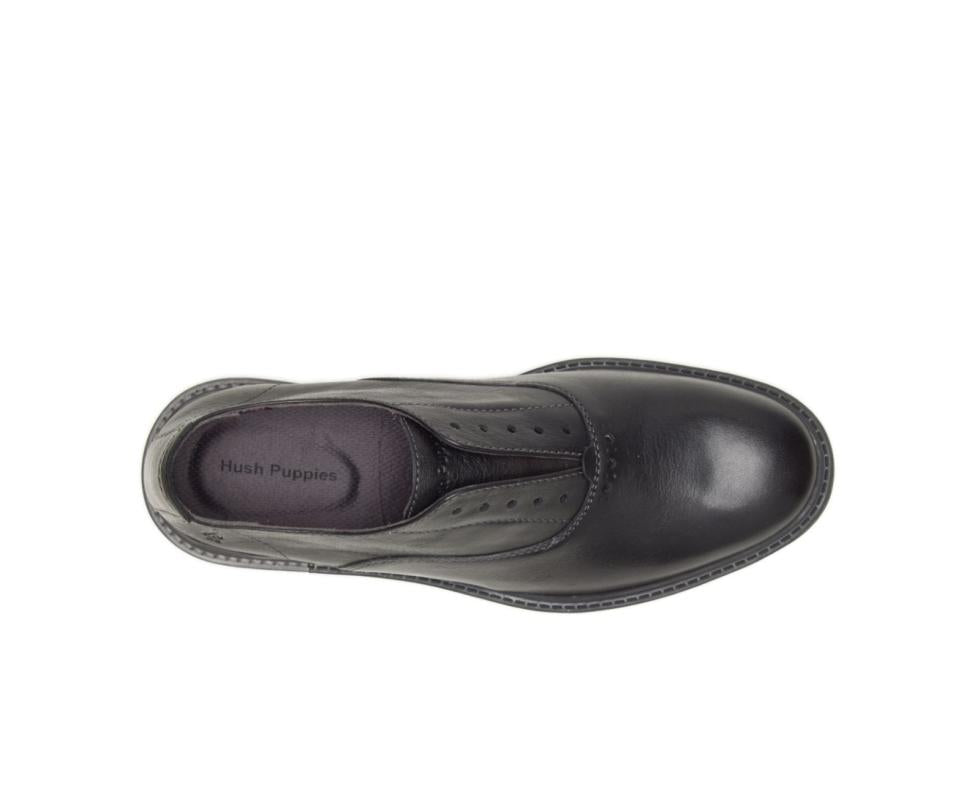 Hush Puppies Davis Slip-On Oxford Black Leather | Men Oxfords