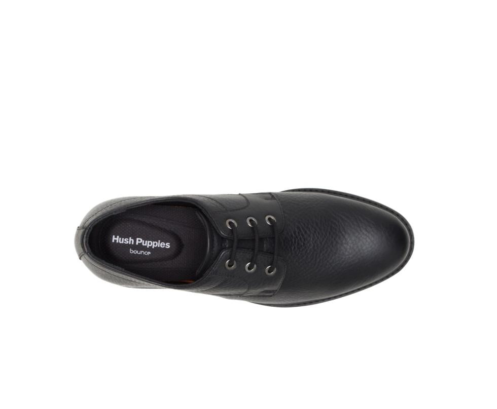 Hush Puppies Detroit Plain Toe Oxford Black Leather | Men Oxfords