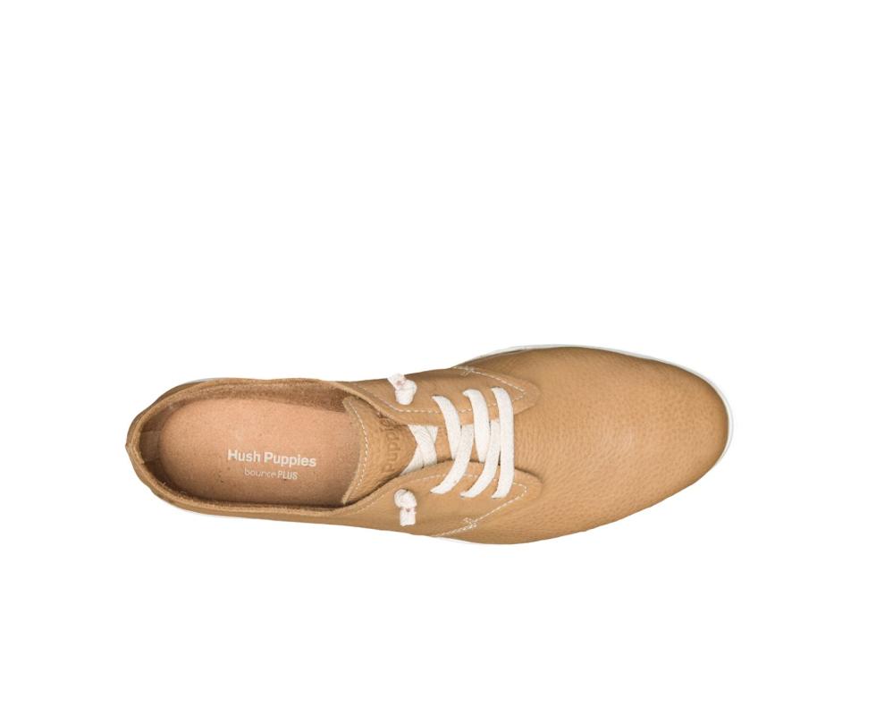 Hush Puppies Everyday Lace Up Tan Leather | Women Sneakers