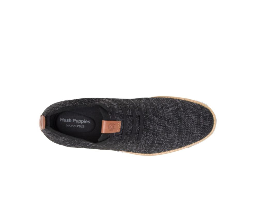 Hush Puppies Expert Knit Plain Toe Oxford Black Textile | Men Sneakers