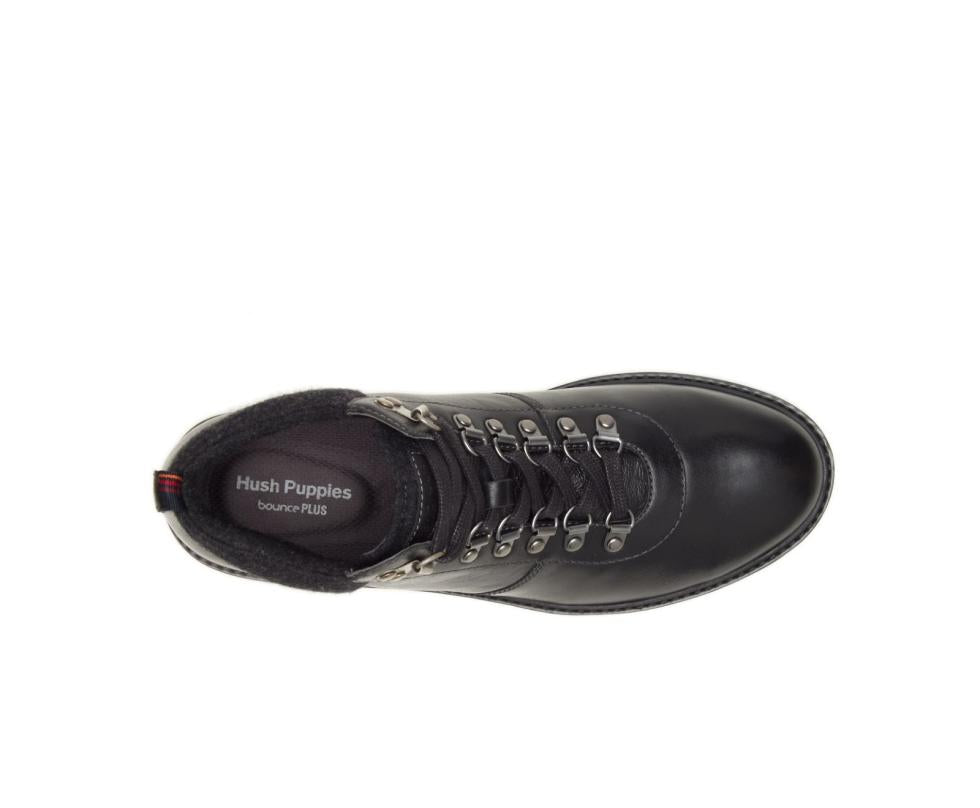 Hush Puppies Heath Hiker Boot Black Leather | Men Boots
