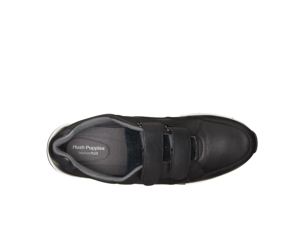 Hush Puppies Jenna 2Strap Jogger Black Leather | Women Sneakers