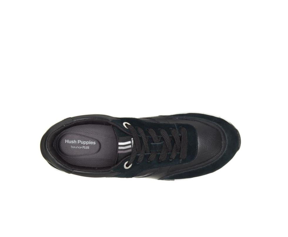 Hush Puppies Jenna Jogger Black Leather | Women Sneakers