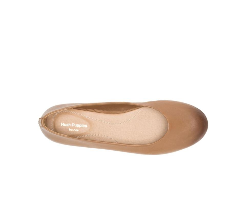 Hush Puppies Kendal Ballet Perfect Fit Tan Leather | Women Flats &amp; Slip-Ons