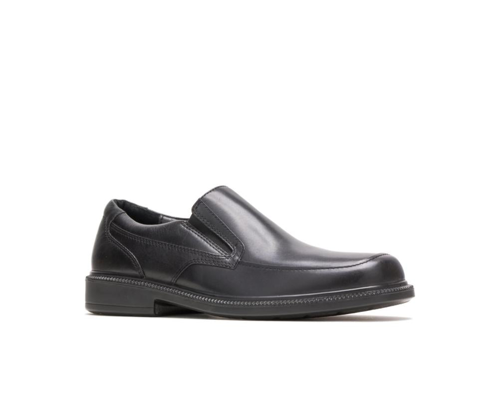 Hush Puppies Leverage Black Leather | Men Slip-Ons