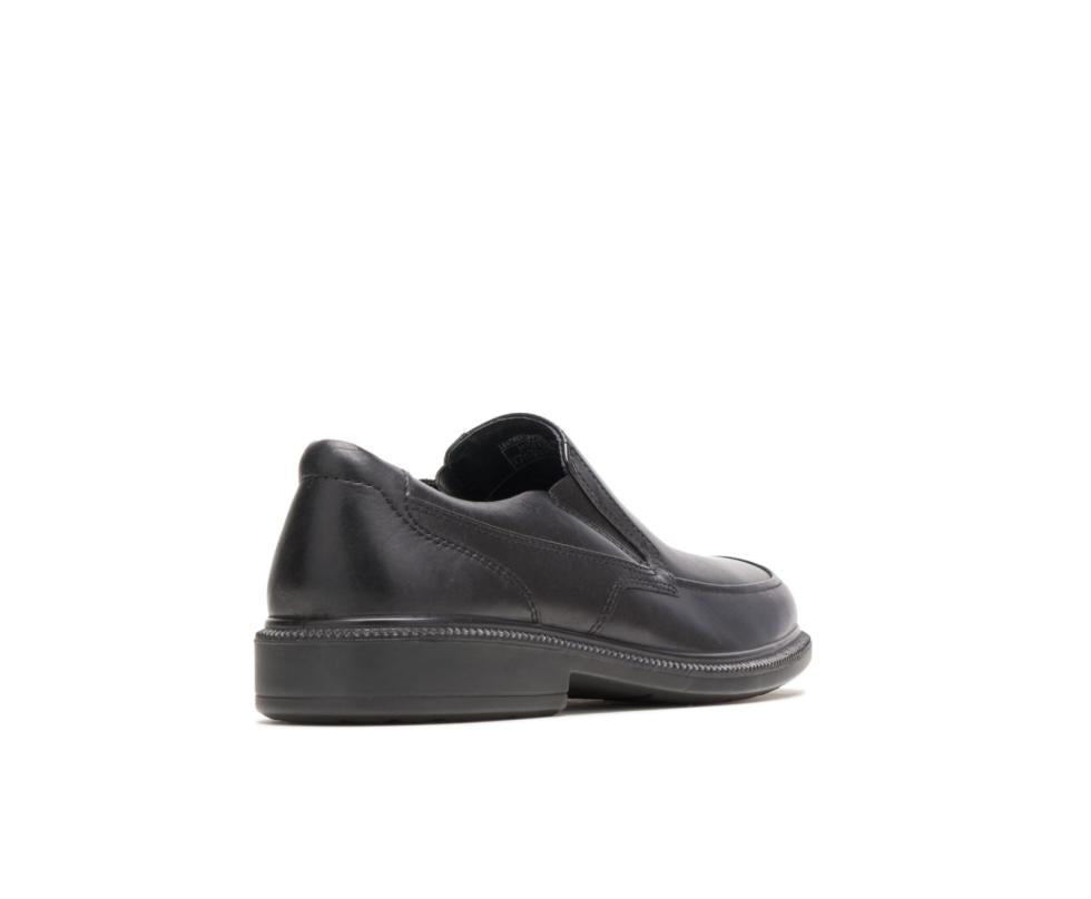 Hush Puppies Leverage Black Leather | Men Slip-Ons