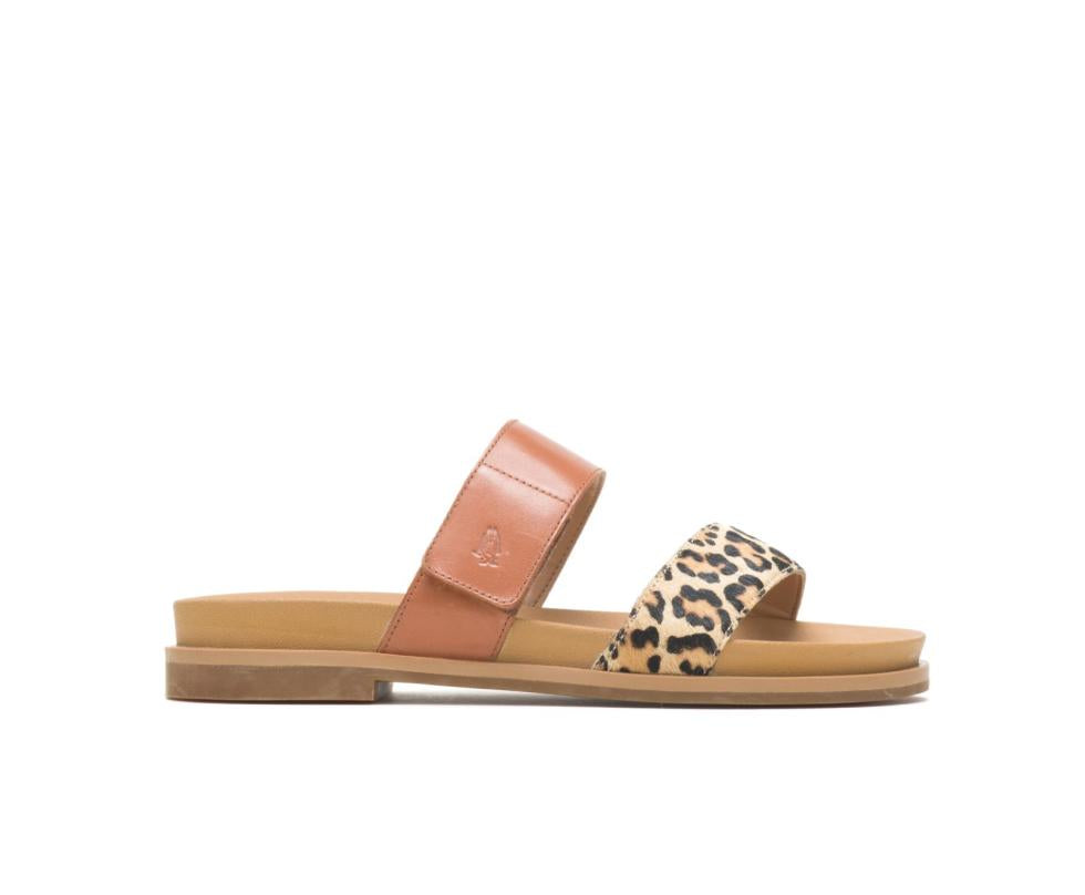 Hush Puppies Lilly 2 Band Slide Amber Brownleopard Leather | Women Sandals