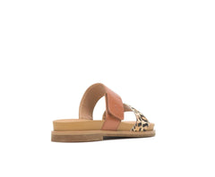 Hush Puppies Lilly 2 Band Slide Amber Brownleopard Leather | Women Sandals