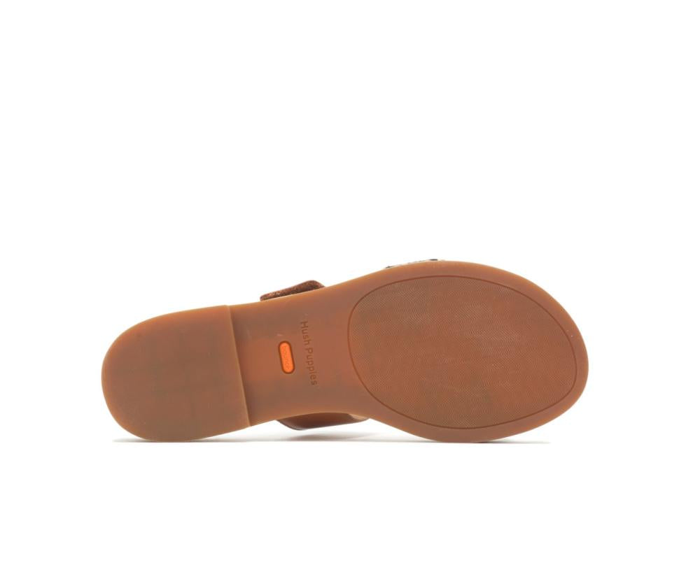 Hush Puppies Lilly 2 Band Slide Amber Brownleopard Leather | Women Sandals