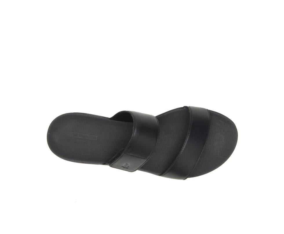 Hush Puppies Lilly 2 Band Slide Black Leather | Women Sandals
