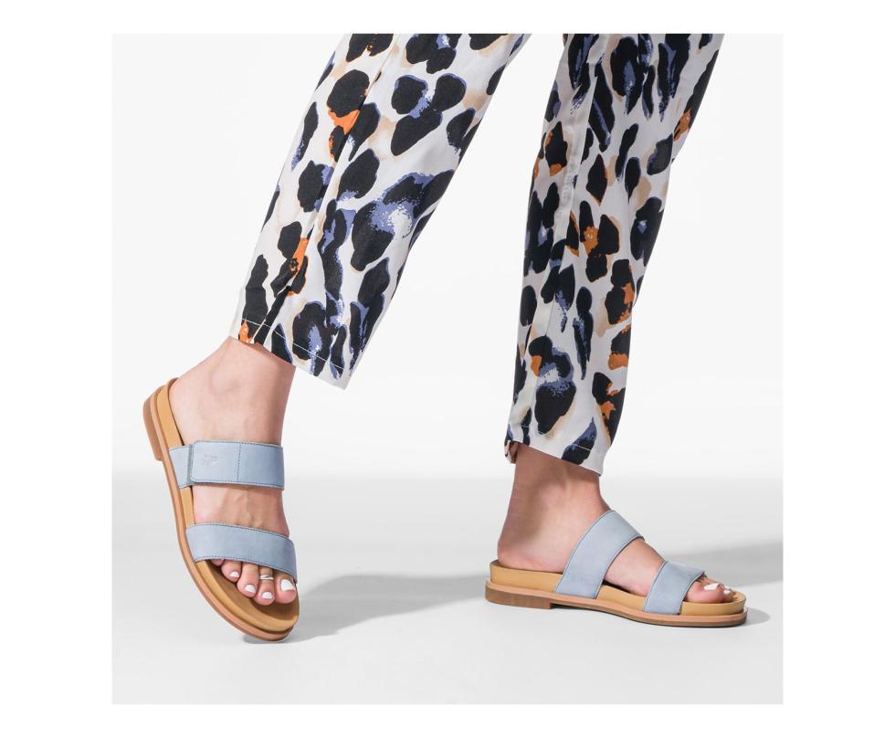 Hush Puppies Lilly 2 Band Slide Blue Dusk Nubuck | Women Sandals