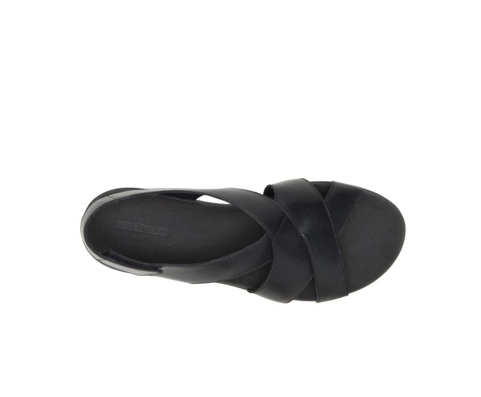 Hush Puppies Lilly Criss Cross Sandal Black Leather | Women Sandals