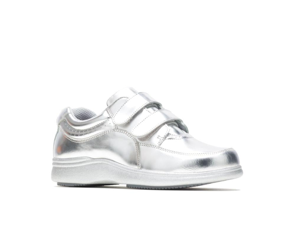 Hush Puppies Power Walker Ii Silver Metallic Leather | Women Walking Shoes