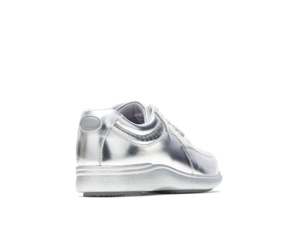 Hush Puppies Power Walker Silver Metallic Leather | Women Walking Shoes
