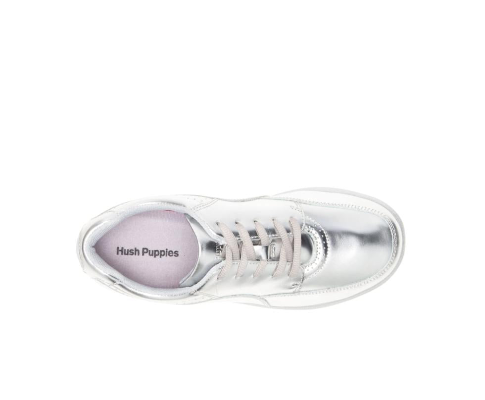 Hush Puppies Power Walker Silver Metallic Leather | Women Walking Shoes