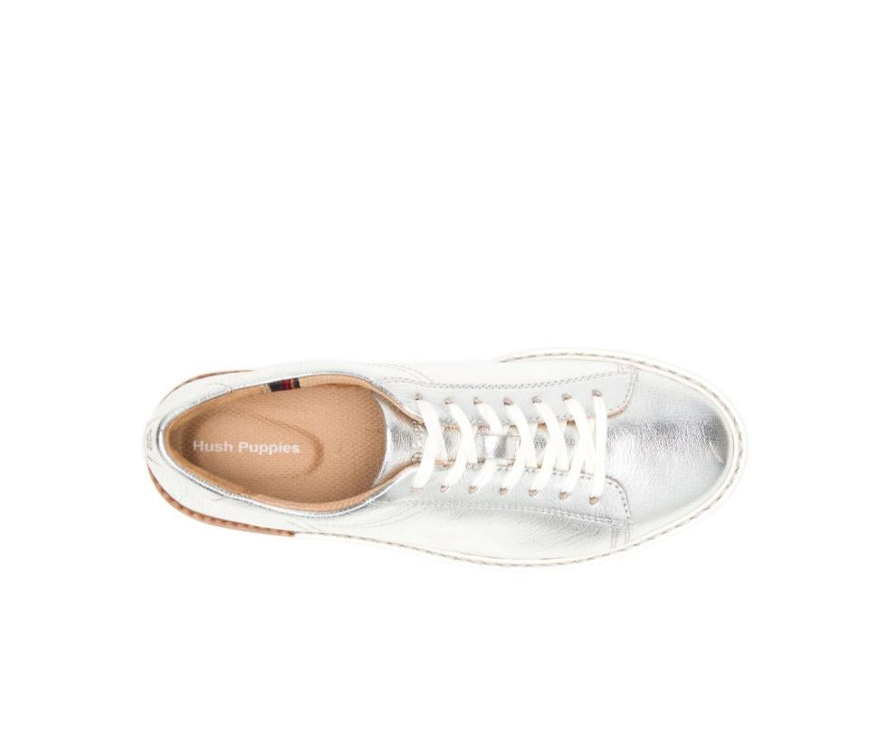 Hush Puppies Sabine Sneaker Silver Metallic Leather | Women Sneakers