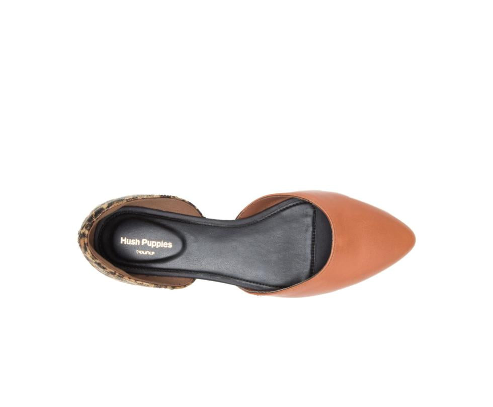 Hush Puppies Sadie D'Orsay Tan Leathercheetah | Women Flats &amp; Slip-Ons