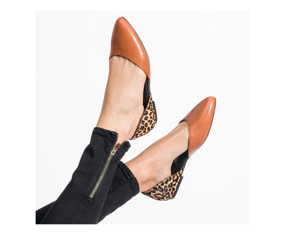 Hush Puppies Sadie D'Orsay Tan Leathercheetah | Women Flats &amp; Slip-Ons