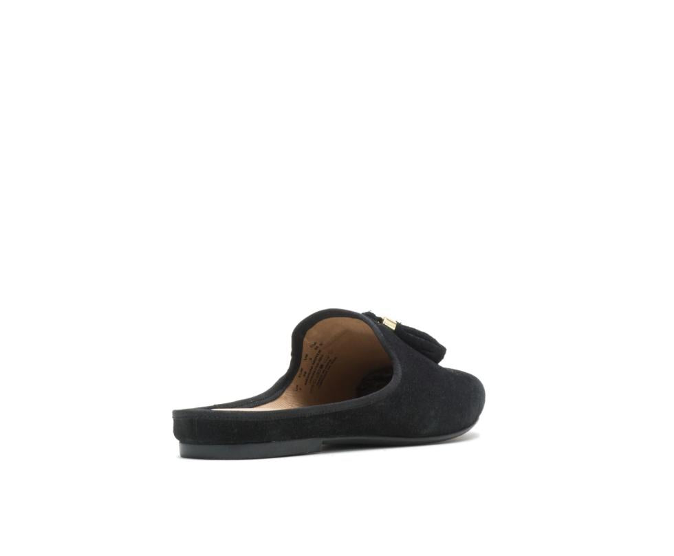 Hush Puppies Sadie Tassel Mule Black Suede | Women Flats &amp; Slip-Ons