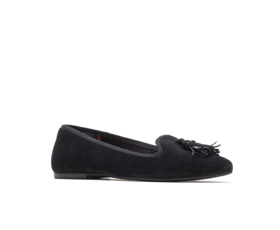 Hush Puppies Sadie Tassel Slip-On Black Suede | Women Flats &amp; Slip-Ons