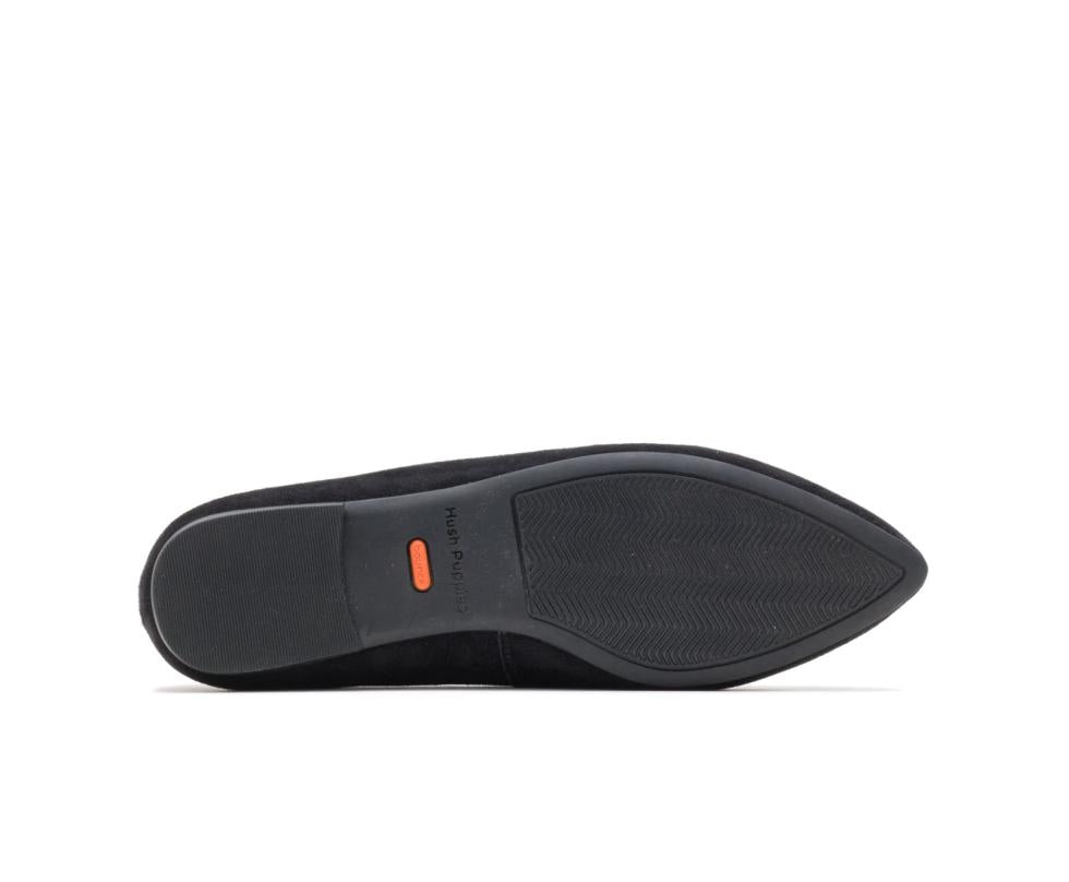 Hush Puppies Sadie Tassel Slip-On Black Suede | Women Flats &amp; Slip-Ons