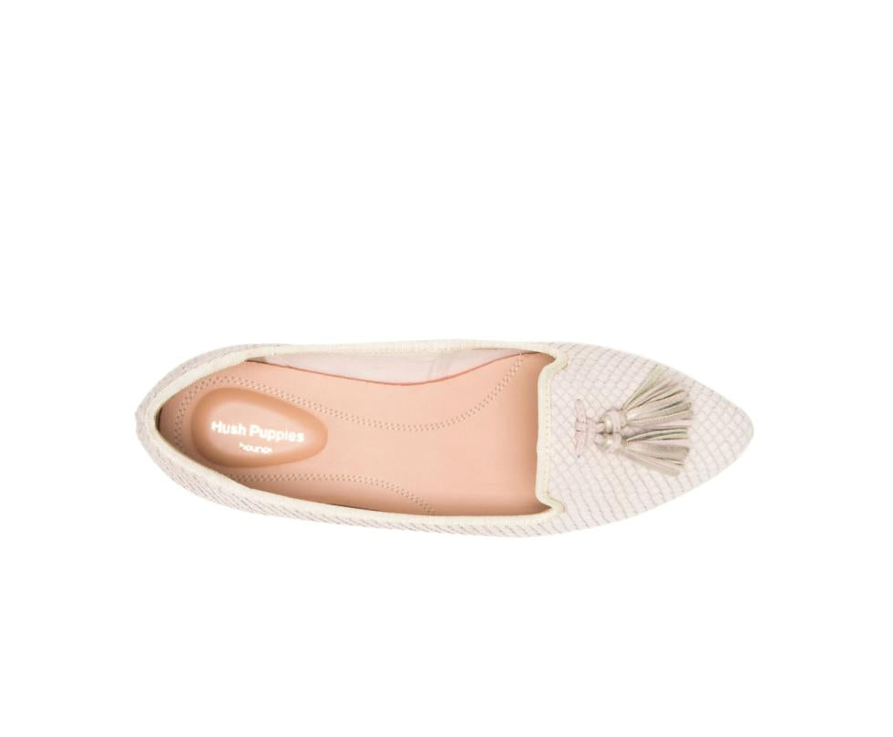 Hush Puppies Sadie Tassel Slip-On Eggnog Cobra Leather | Women Flats &amp; Slip-Ons