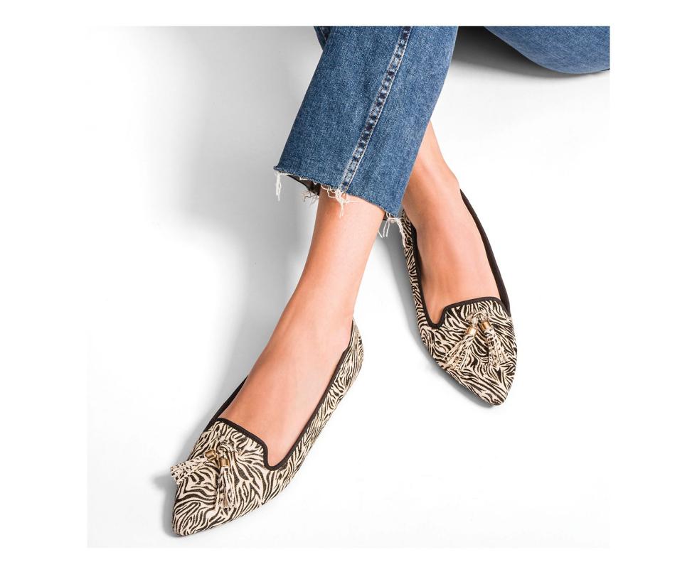 Hush Puppies Sadie Tassel Slip-On Zebra Calf Hair | Women Flats &amp; Slip-Ons