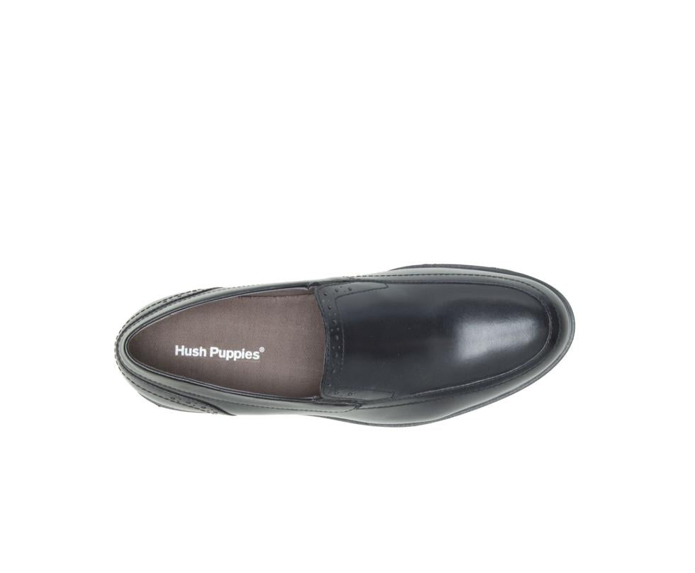 Hush Puppies Shepsky Slip-On Black Leather | Men Slip-Ons