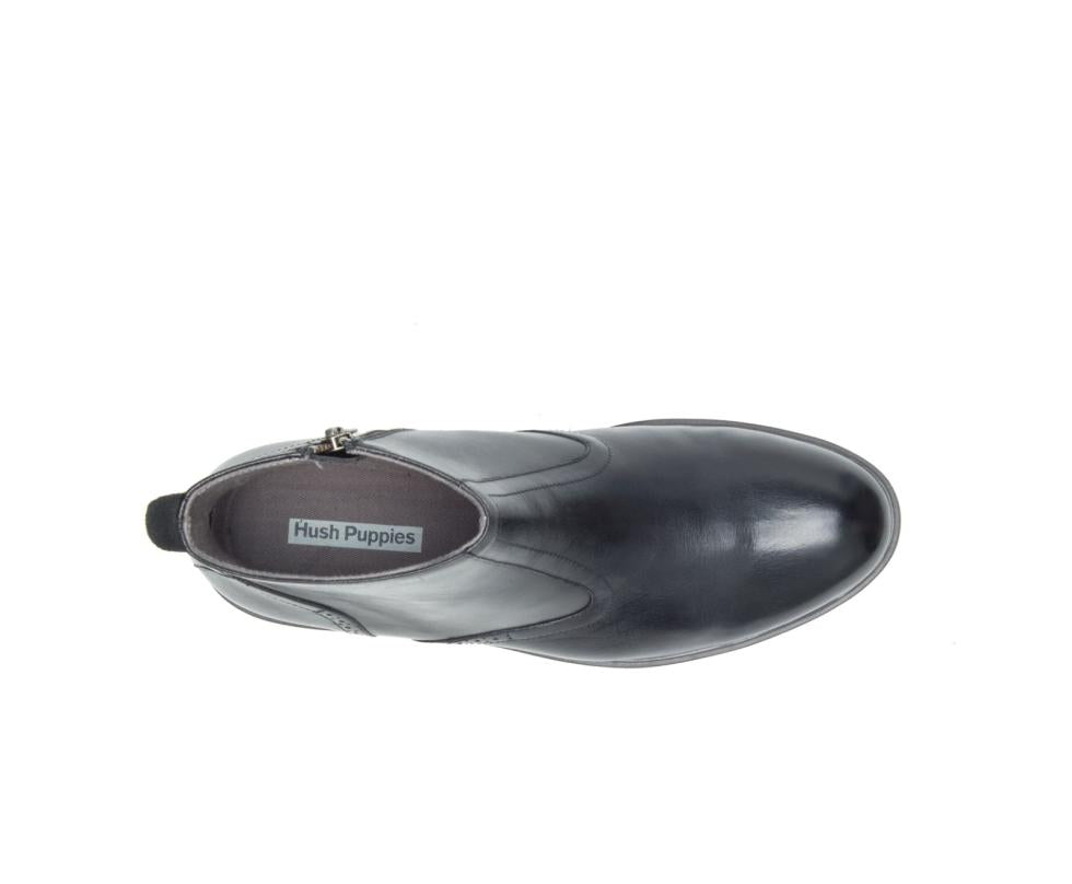 Hush Puppies Shepsky Zip Boot Black Leather | Men Boots