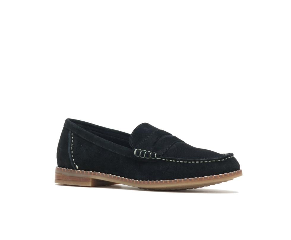 Hush Puppies Wren Loafer Black Suede | Women Flats &amp; Slip-Ons