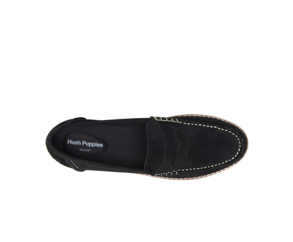 Hush Puppies Wren Loafer Black Suede | Women Flats &amp; Slip-Ons
