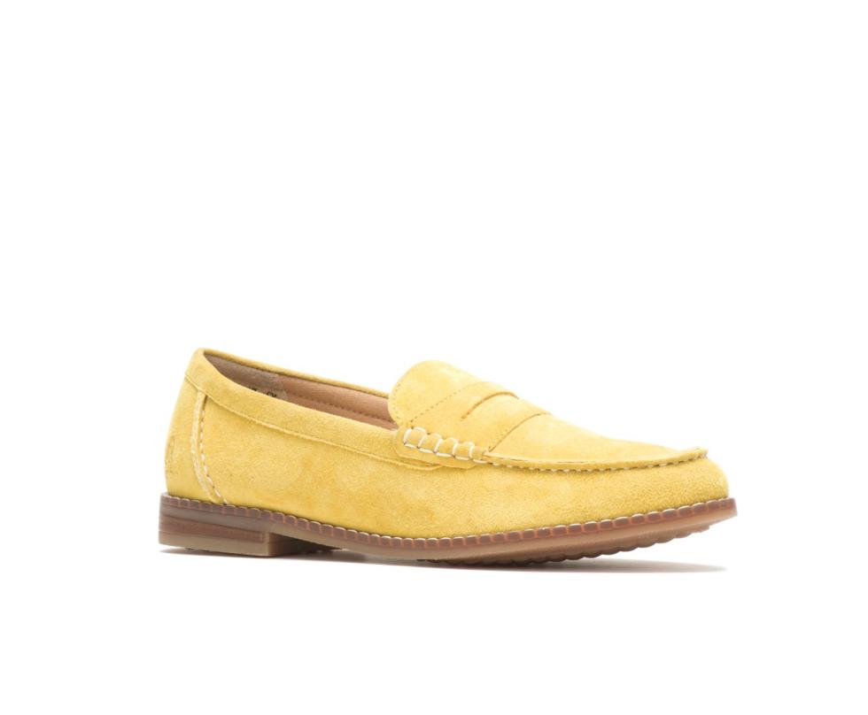 Hush Puppies Wren Loafer Lemon Curry Suede | Women Flats &amp; Slip-Ons