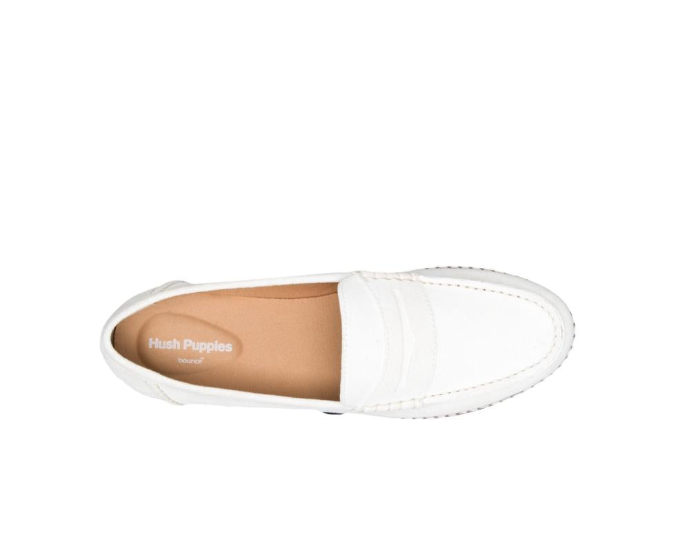 Hush Puppies Wren Loafer White Suede | Women Flats &amp; Slip-Ons